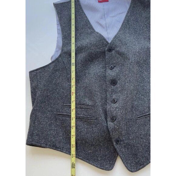 John Varvatos USA Black Gray Button Up Classic Suit Vest Men's Sz L - Picture 4 of 16
